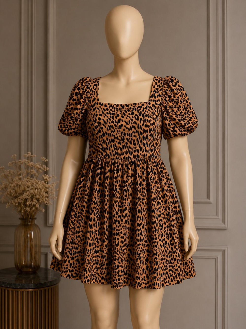 Leopard Print Puff Sleeve Mini Dress - Brown Torrid Betsy Johnson
